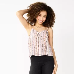 Juniors' SO® Front-Knot Tank -Cheap SO Store 5556252 Beige Coral Floral