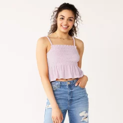Juniors' SO® Ruffled Smocked Tank
