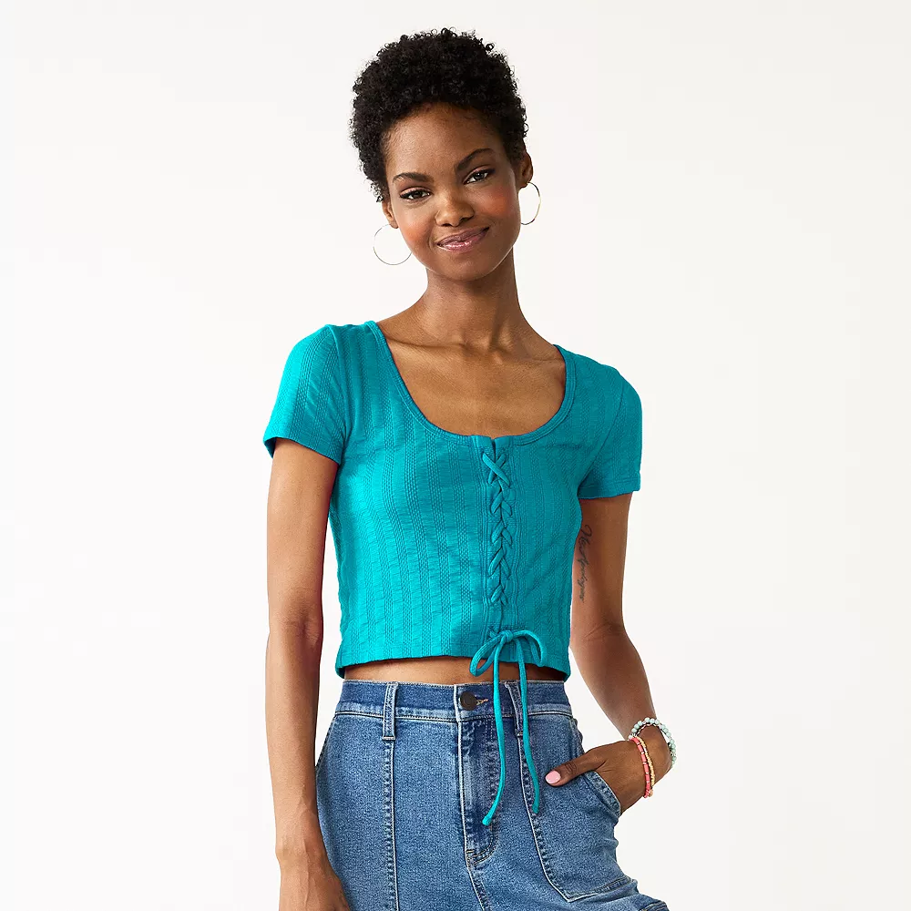 Juniors' SO® Cropped Front Lace-Up Top 9 Juniors' SO® Cropped Front Lace-Up Top - Image 7