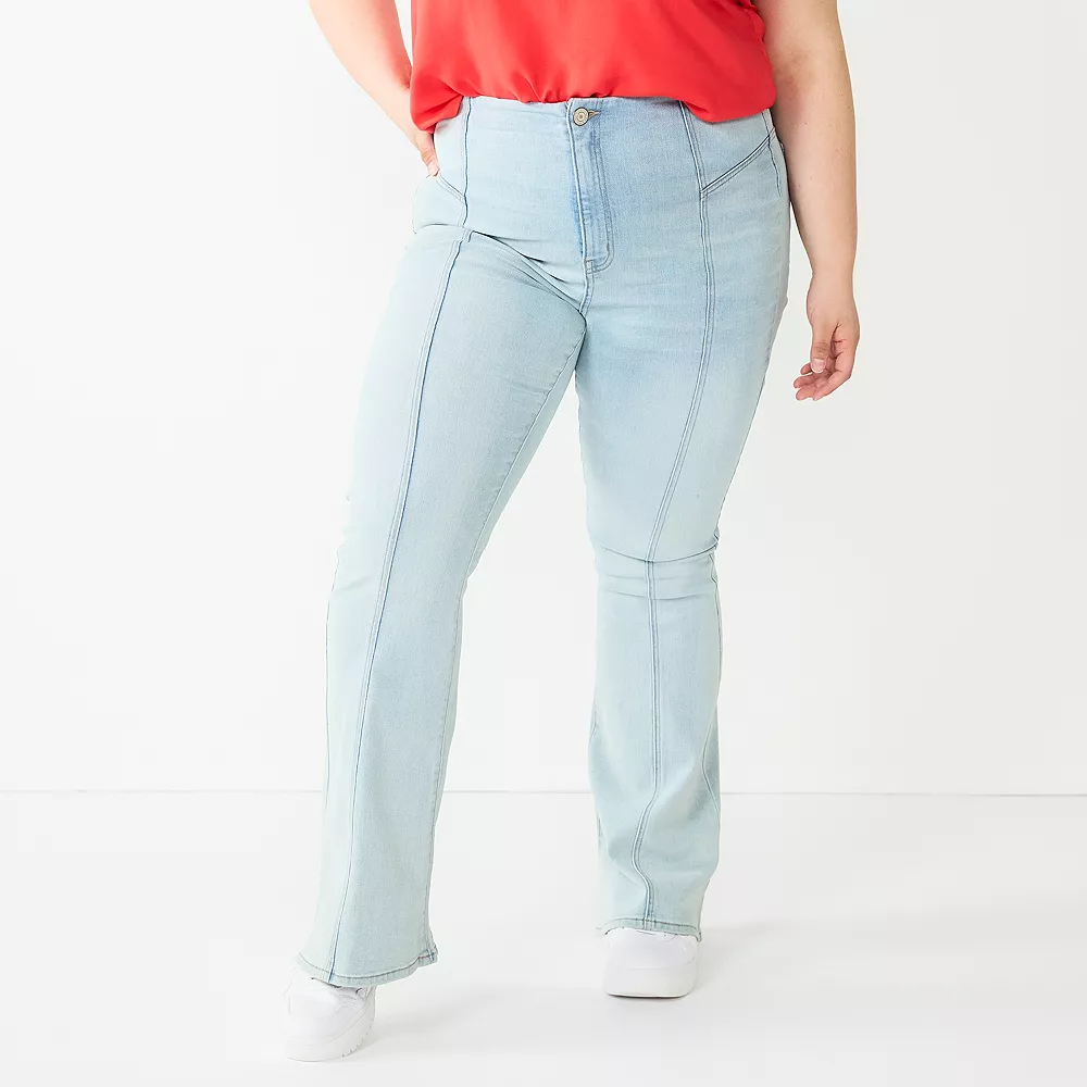 Juniors' Plus Size SO® High-Rise Seamed Flare Leg Jeans 3 Juniors' Plus Size SO® High-Rise Seamed Flare Leg Jeans