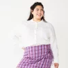 Juniors' Plus Size SO® Long Sleeve Button Down Shirt 1 Juniors' Plus Size SO® Long Sleeve Button Down Shirt -Cheap SO Store 5566167 Modern White