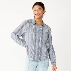 Juniors' SO® Long Sleeve Button Down Shirt