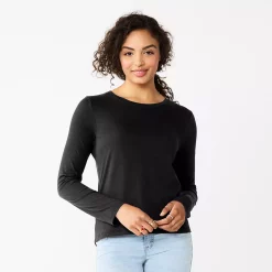 Juniors' SO® Essential Crewneck Long Sleeve Top 27 Juniors' SO® Essential Crewneck Long Sleeve Top -Cheap SO Store 5568567 Black Luxe