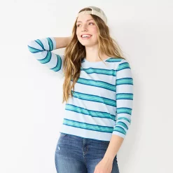 Juniors' SO® Essential Crewneck Long Sleeve Top 26 Juniors' SO® Essential Crewneck Long Sleeve Top -Cheap SO Store 5568567 Blue Stripe