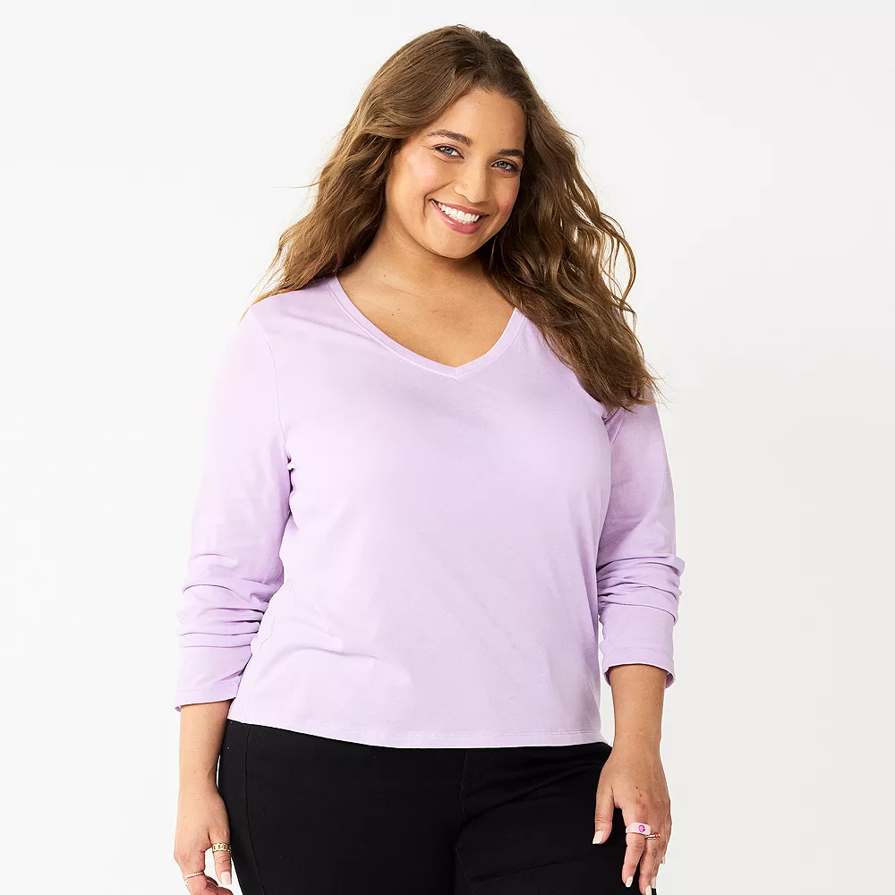 Juniors' Plus Size SO® Classic Long Sleeve V-Neck Top 7 Juniors' Plus Size SO® Classic Long Sleeve V-Neck Top - Image 5