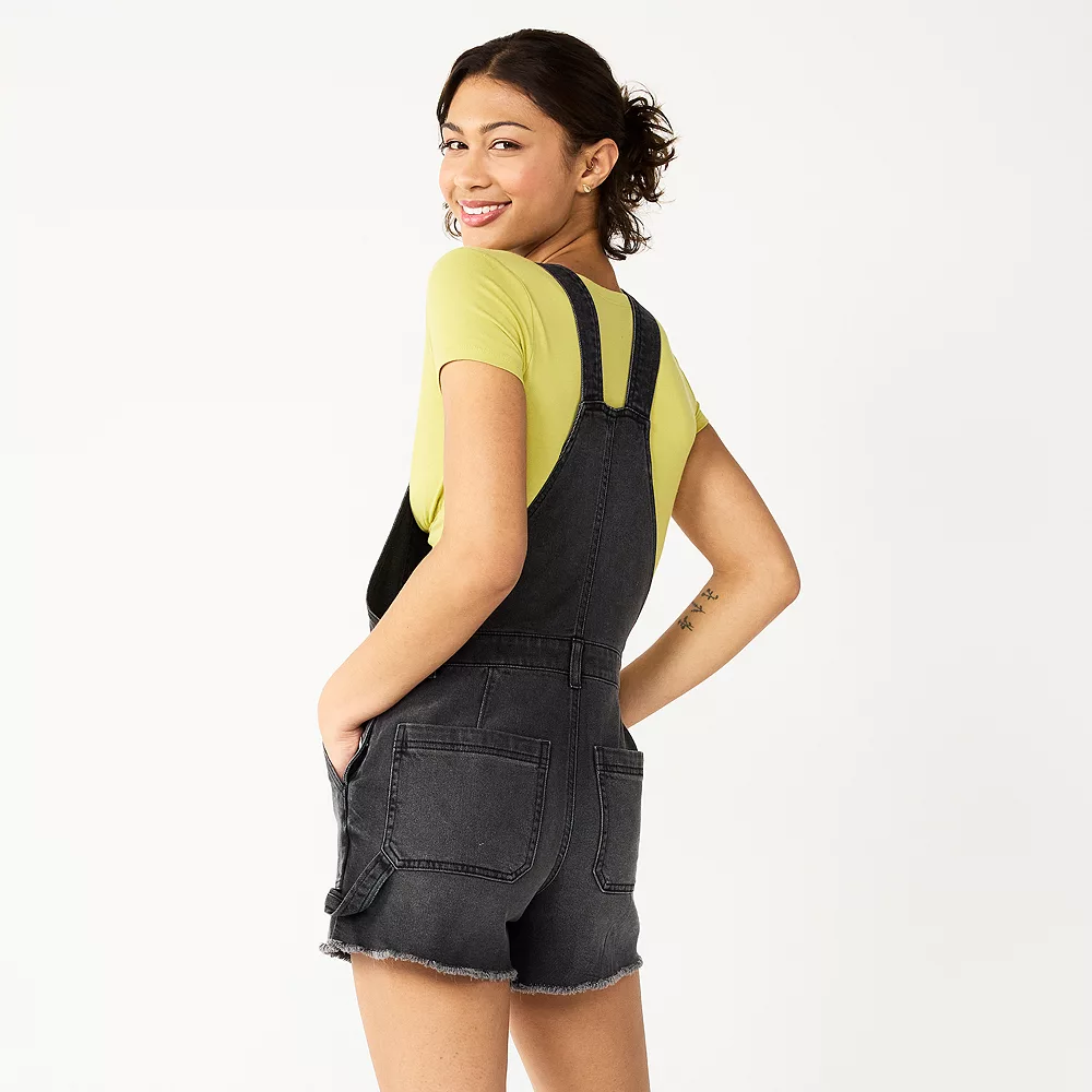 Juniors' SO® Frayed Jean Shortalls 5 Juniors' SO® Frayed Jean Shortalls - Image 3