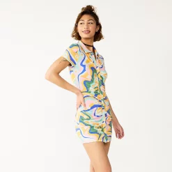 Juniors' SO® Ruched Button-Down Bodycon Dress -Cheap SO Store 5569950 Multi Daisy Swirl