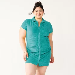 Juniors' Plus Size SO® Ruched Button-Down Bodycon Dress 12 Juniors' Plus Size SO® Ruched Button-Down Bodycon Dress -Cheap SO Store 5569982 Aldon Blue