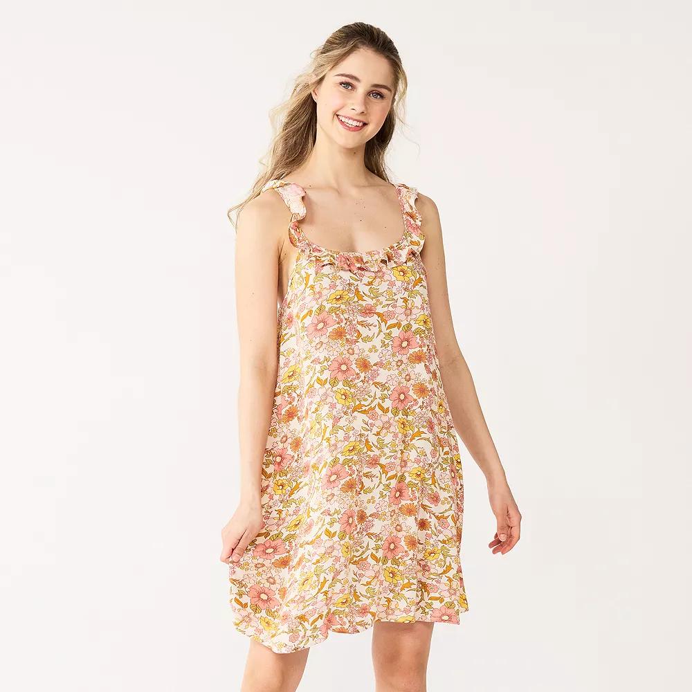 Juniors' SO® Floral Ruffled Strap Swing Dress 3 Juniors' SO® Floral Ruffled Strap Swing Dress