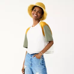 Juniors' SO® Short Sleeve Raglan Varsity Tee