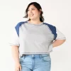 Juniors' Plus Size SO® Short Sleeve Raglan Varsity Tee 1 Juniors' Plus Size SO® Short Sleeve Raglan Varsity Tee -Cheap SO Store 5573749 Gray Fox Heather