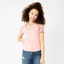 Juniors' SO® V-Neck Varsity Tee -Cheap SO Store 5574177 Neda Lavender