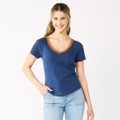 Juniors' SO® V-Neck Varsity Tee -Cheap SO Store 5574177 Sailor Water