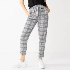 Juniors' SO® High-Rise Paperbag Tapered Leg Pants -Cheap SO Store 5576668 Black White