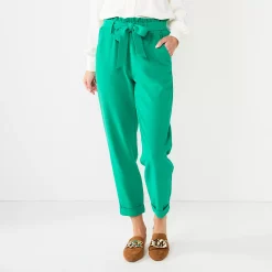 Juniors' SO® High-Rise Paperbag Tapered Leg Pants -Cheap SO Store 5576668 Emerald Green