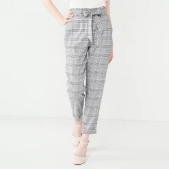 Juniors' SO® High-Rise Paperbag Tapered Leg Pants -Cheap SO Store 5576668 Gray Plaid