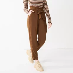 Juniors' SO® High-Rise Paperbag Tapered Leg Pants -Cheap SO Store 5576668 Tobacco