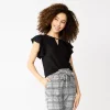 Juniors' SO® Keyhole Flutter Sleeve Top 1 Juniors' SO® Keyhole Flutter Sleeve Top -Cheap SO Store 5576809 Black
