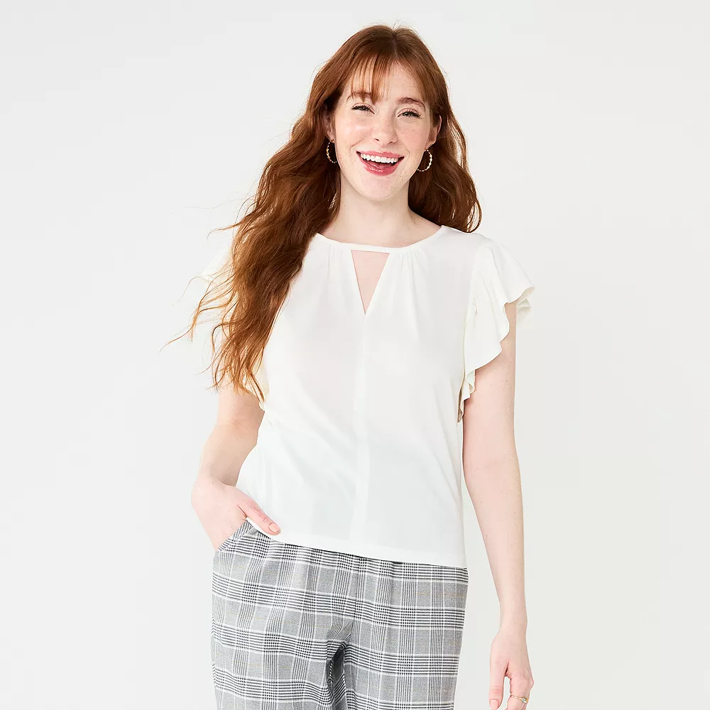 Juniors' SO® Keyhole Flutter Sleeve Top 6 Juniors' SO® Keyhole Flutter Sleeve Top - Image 4