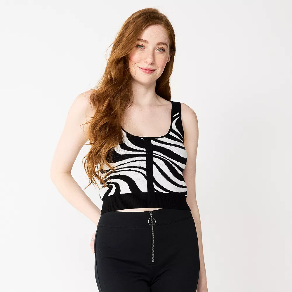 Juniors' SO® Cropped Swirl Sweater Tank 3 Juniors' SO® Cropped Swirl Sweater Tank