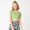 Juniors' SO® Cropped Contrast Seam Top 2 Juniors' SO® Cropped Contrast Seam Top -Cheap SO Store 5579383 Green