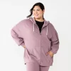 Juniors' Plus Size SO® Solid Oversized Zip-Up Hoodie -Cheap SO Store 5580013 Muted Plum