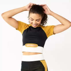 Juniors' SO® Front Cut-Out Seamless Top -Cheap SO Store 5581527 Black Colorblock