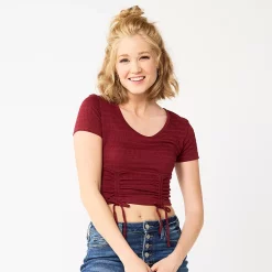 Juniors' SO® Cinch Front Cropped Top