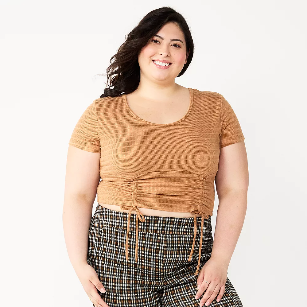 Juniors' Plus Size SO® Cinch Front Cropped Top 5 Juniors' Plus Size SO® Cinch Front Cropped Top - Image 3