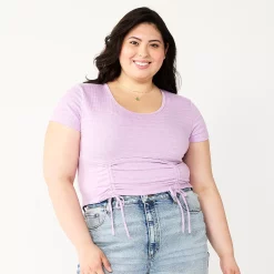 Juniors' Plus Size SO® Cinch Front Cropped Top 11 Juniors' Plus Size SO® Cinch Front Cropped Top -Cheap SO Store 5585499 Grape Frosting