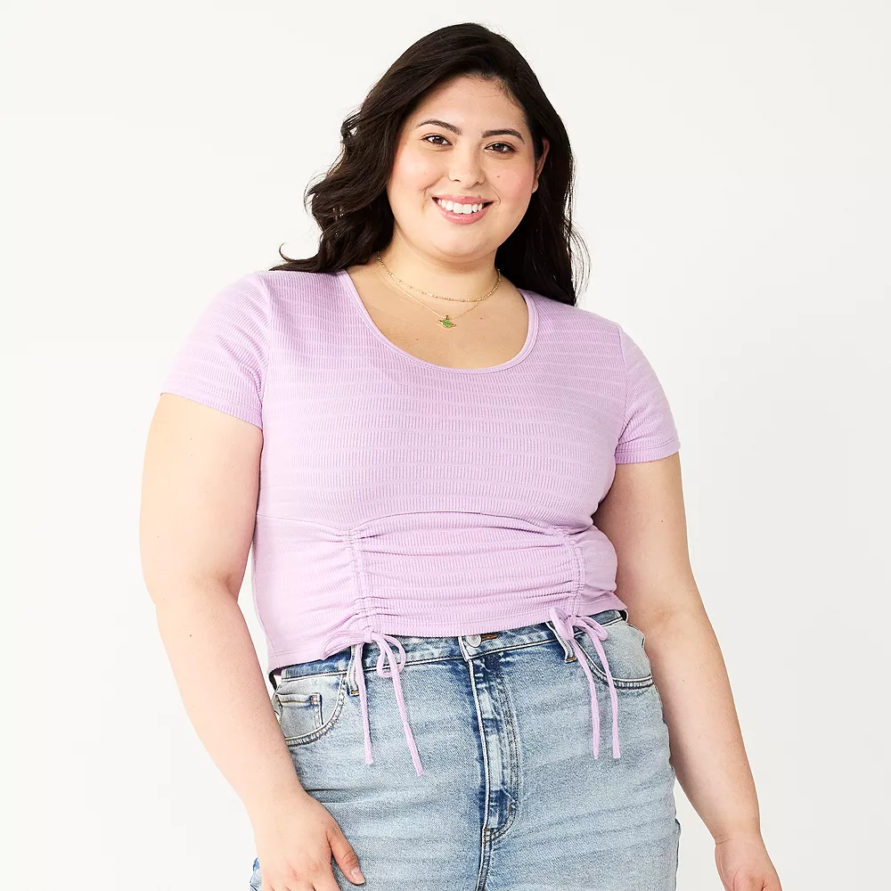 Juniors' Plus Size SO® Cinch Front Cropped Top 6 Juniors' Plus Size SO® Cinch Front Cropped Top - Image 4