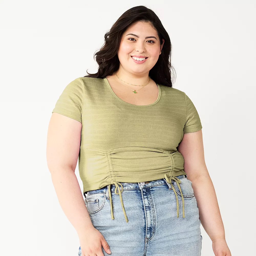Juniors' Plus Size SO® Cinch Front Cropped Top 7 Juniors' Plus Size SO® Cinch Front Cropped Top - Image 5
