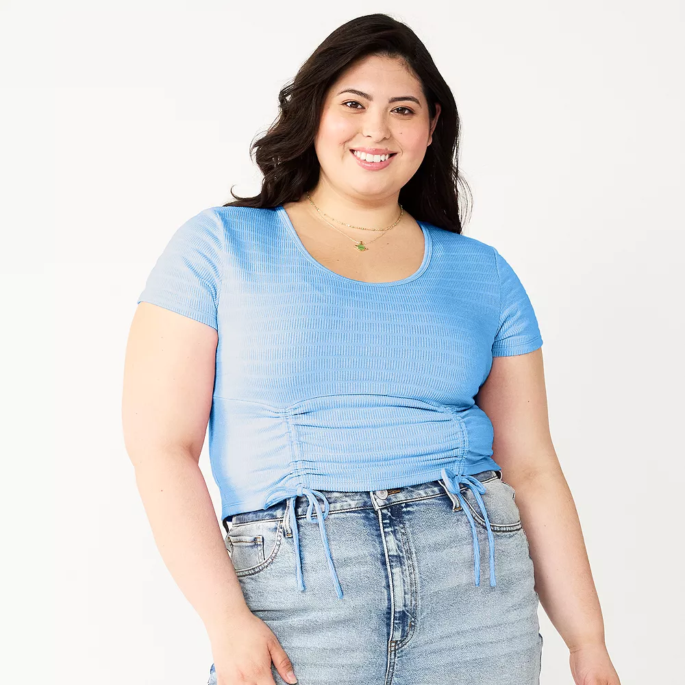 Juniors' Plus Size SO® Cinch Front Cropped Top 4 Juniors' Plus Size SO® Cinch Front Cropped Top - Image 2