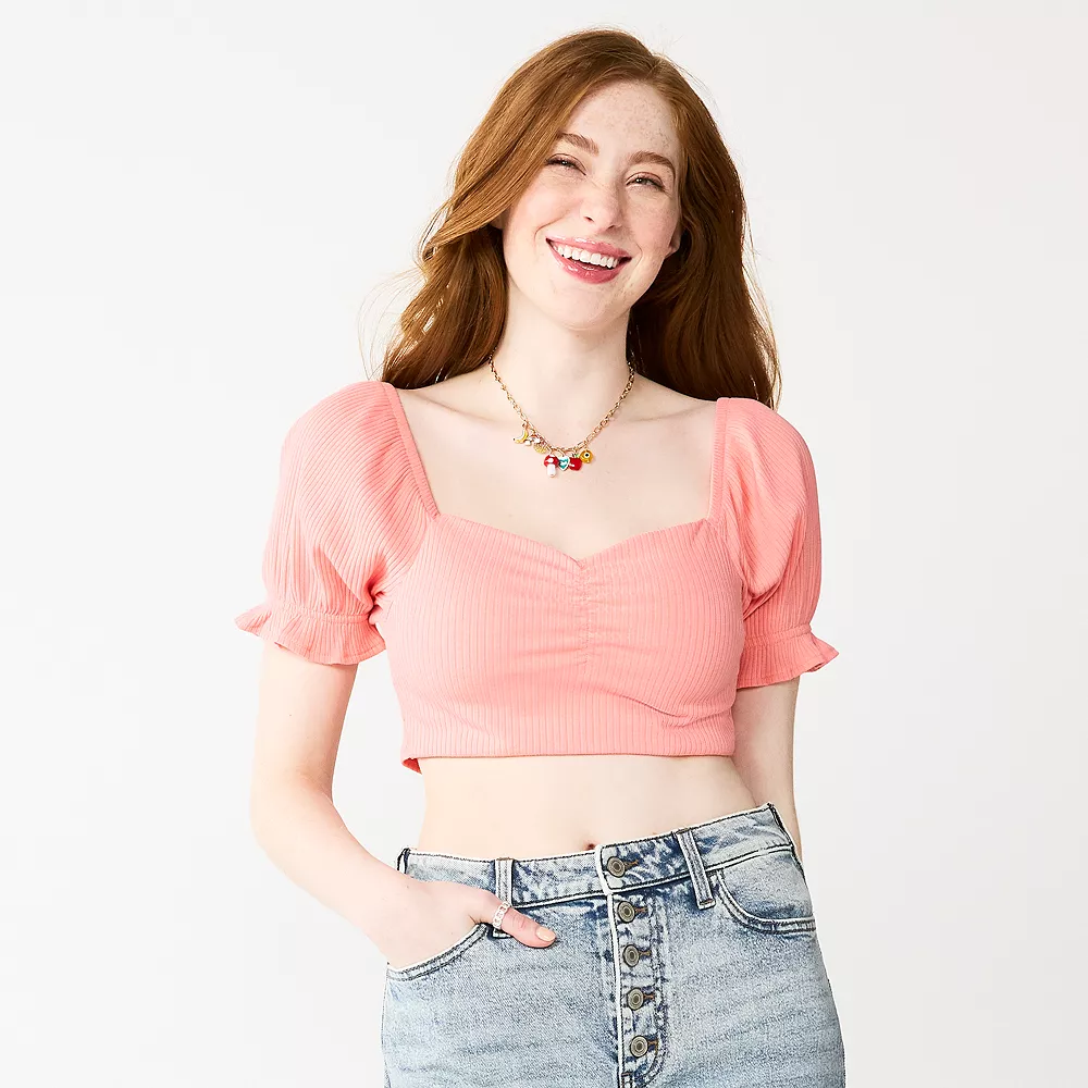 Juniors' SO® Cropped Sweetheart Top 3 Juniors' SO® Cropped Sweetheart Top