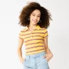 Juniors' SO® Ribbed Cropped Polo -Cheap SO Store 5585810 Yellow Stripe