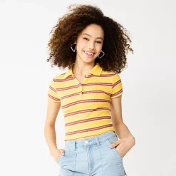 Juniors' SO® Ribbed Cropped Polo