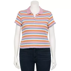 Juniors' Plus Size SO® Ribbed Cropped Polo