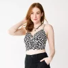 Juniors' SO® Cropped Keyhole Tank 2 Juniors' SO® Cropped Keyhole Tank -Cheap SO Store 5588399 Black White Check