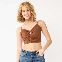 Juniors' SO® Cropped Keyhole Tank 19 Juniors' SO® Cropped Keyhole Tank -Cheap SO Store 5588399 Cinnamon Rose