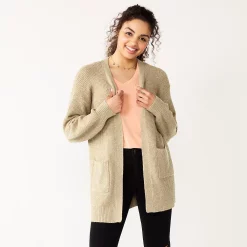 Juniors' SO® Waffle Cardigan -Cheap SO Store 5589105 Mocha Froth