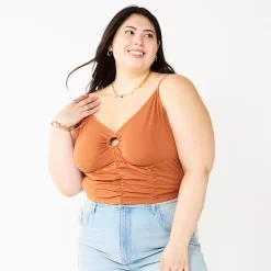 Juniors' Plus Size SO® Cropped Keyhole Tank 14 Juniors' Plus Size SO® Cropped Keyhole Tank -Cheap SO Store 5589773 Cinnamon Rose