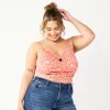 Juniors' Plus Size SO® Cropped Keyhole Tank 1 Juniors' Plus Size SO® Cropped Keyhole Tank -Cheap SO Store 5589773 Coral Ditsy Floral