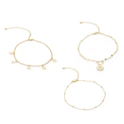 SO® Gold Tone Daisy Choker Necklace Set of 3