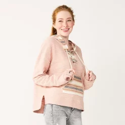 Juniors' SO® Lace-Up Drawstring Hoodie