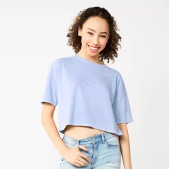 Juniors' SO® Solid Cropped Boxy Tee