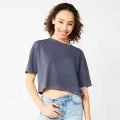 Juniors' SO® Solid Cropped Boxy Tee -Cheap SO Store 5593201 Sailor Water
