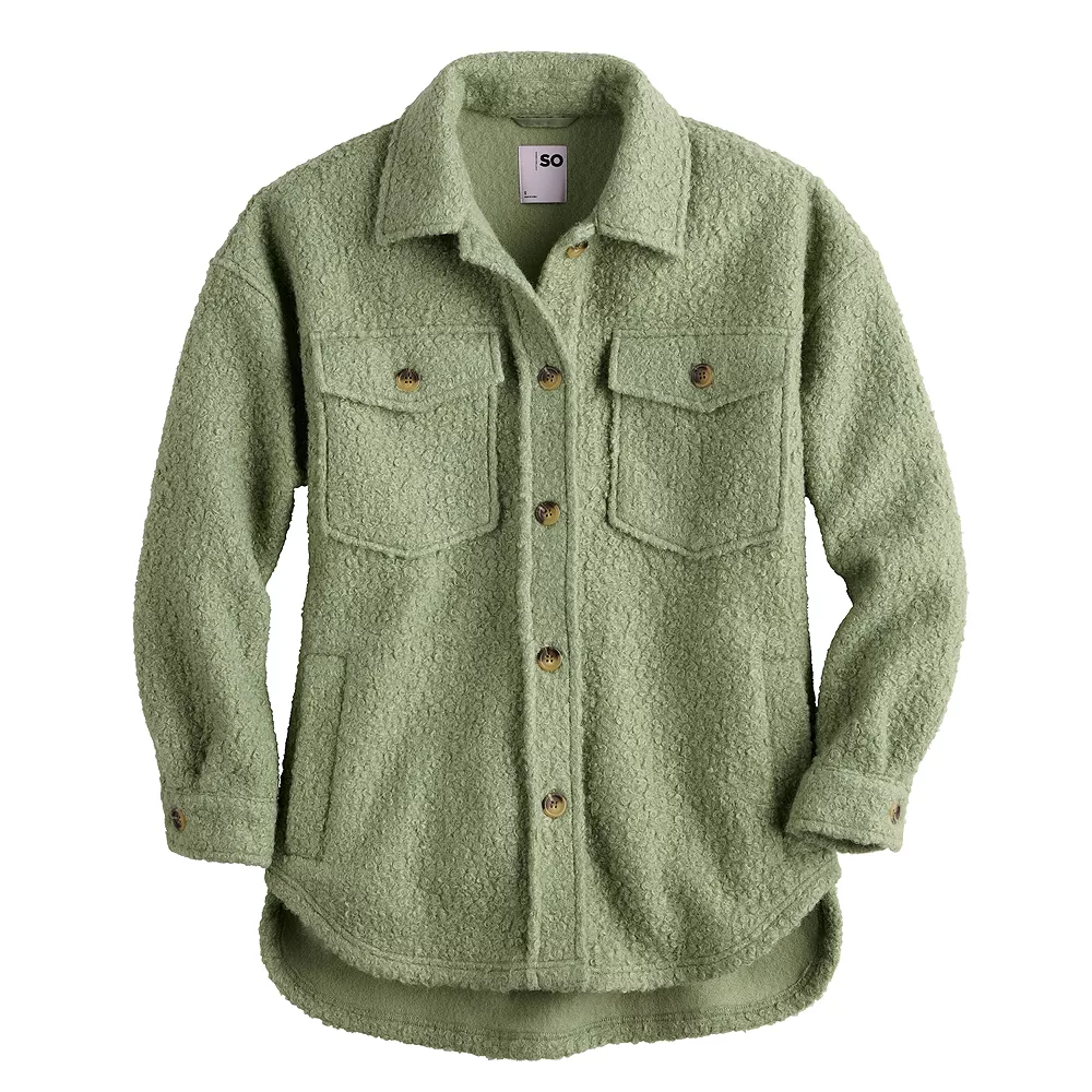 Juniors' SO® Oversized Teddy Sherpa Shacket 5 Juniors' SO® Oversized Teddy Sherpa Shacket - Image 3