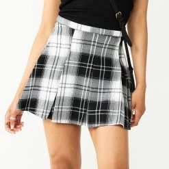 Juniors' SO® Pleated High-Rise Mini Skirt 26 Juniors' SO® Pleated High-Rise Mini Skirt -Cheap SO Store 5636560 Black Grey Plaid