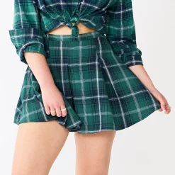 Juniors' SO® Pleated High-Rise Mini Skirt 27 Juniors' SO® Pleated High-Rise Mini Skirt -Cheap SO Store 5636560 Dark Green Plaid