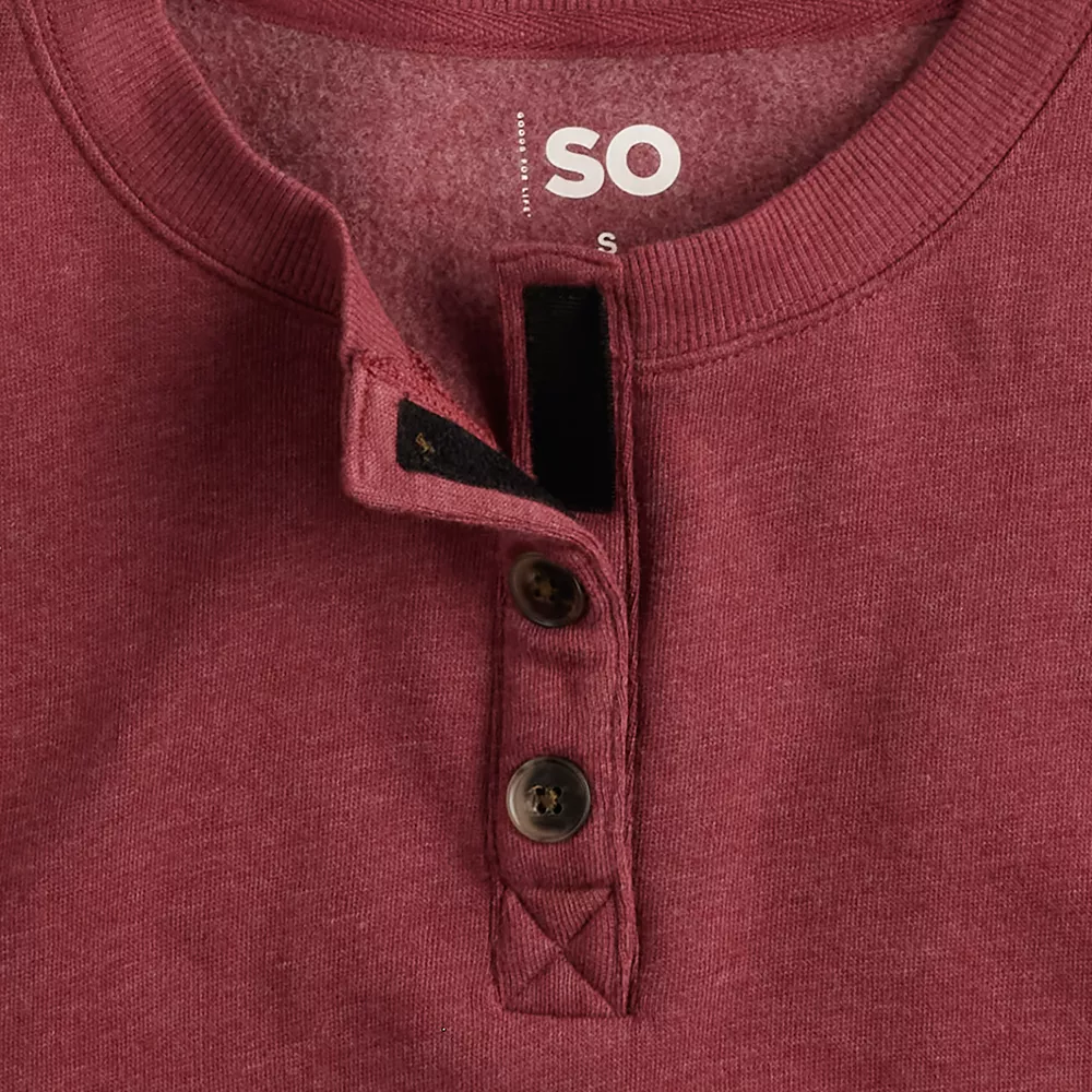 Juniors' SO® Adaptive Easy Dressing Henley Sweatshirt Sensory Friendly 9 Juniors' SO® Adaptive Easy Dressing Henley Sweatshirt Sensory Friendly - Image 7